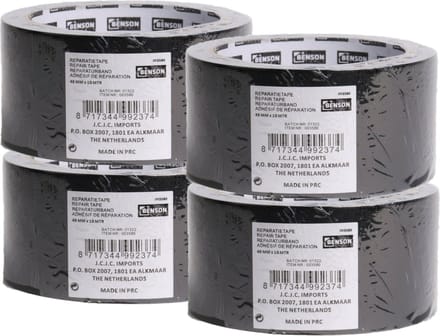Benson ducttape/ reparatietape - 4x rollen - universeel - zwart 10 meter