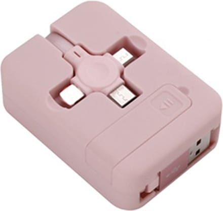 De Beste Gadgets Data en Oplaadkabel 3 in 1 - Roze - Met Telefoonstandaard functie - Aansluitingen: Lightning / USB-C / Micro-USB - Geschikt voor iPhone, iPad en Android apparaten