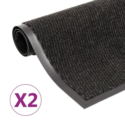 vidaXL - Droogloopmatten - 2 - st - rechthoekig - getuft - 80x120 - cm - zwart