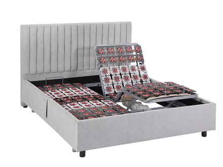 Vente-unique Bed met elektrische lattenbodem stof grijs 2 x 70 x 190 cm