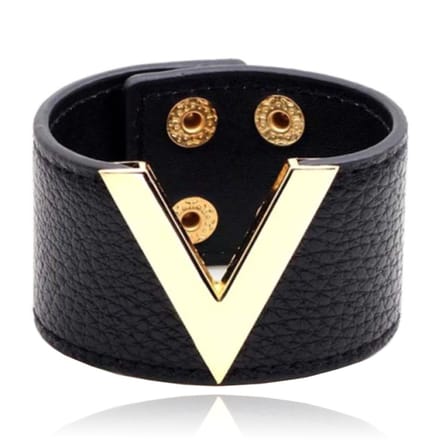 Brede Dames Armband Verstelbaar Goudkleurig en Zwart