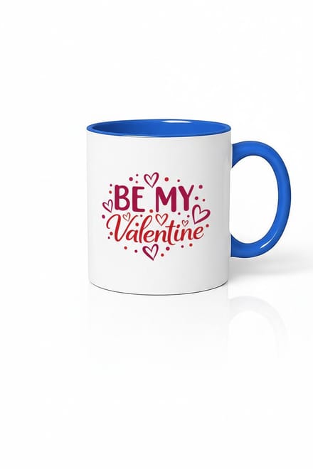 Valentijn Mok 'Be My Valentine' - Wit/Blauw Keramiek - Romantisch Cadeau