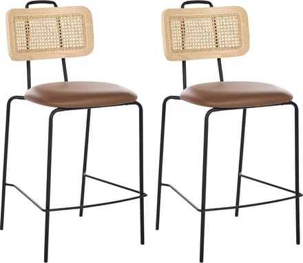 ADELANTO - Set van 2 barstoelen - Bruin - Kunstleer