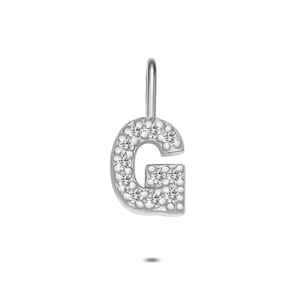Twice As Nice Hanger in zilver, letter G met steentjes