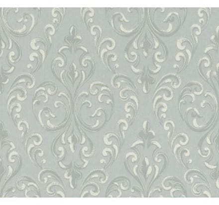 Barok behang linnen textielprint ijsblauw 085159