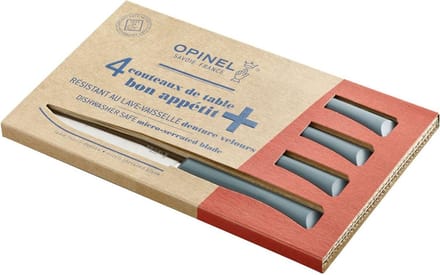 Opinel N°125 Bon Appétit+ Grey Tafelmessenset - 4-delig - Grijs - Microkarteling - RVS - Steakmes