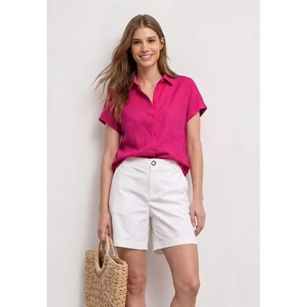 Blouse met hangende schouder in linnen