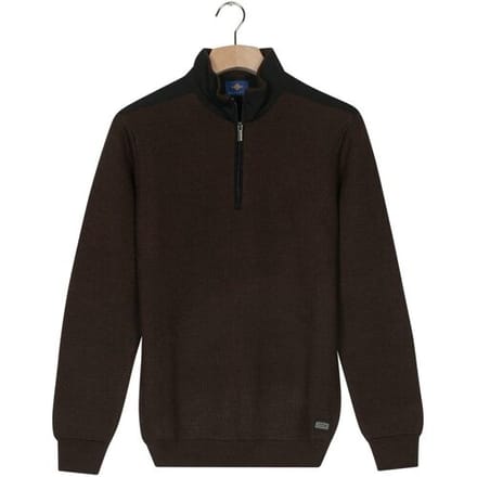 Baileys Trui Uni Color Half Zip Fine Structure Dark Brown / male