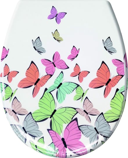 Multicolor WC-bril met Vlinders, 37x45 cm van Thermohardende Kunststof