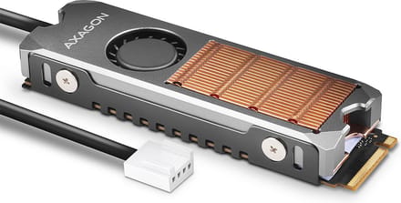 AXAGON CLR-M2FAN active fan - M.2 SSD, 80mm SSD, copper body, silicone thermal pads, height 13mm