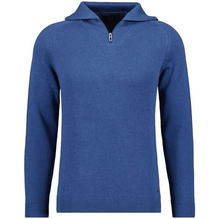 Ragman Trui Cotton Troyer Zip Raglan Sleeve Blue Sapphire / male