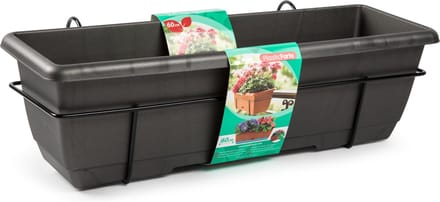 PlasticForte Balkonbak - antraciet - 60 cm - plantenbak met hanger - bloembak
