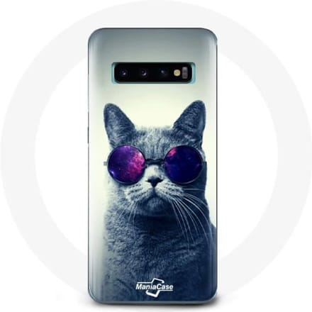 Coque pour Samsung Galaxy s10 plus Chat Lunettes violettes Style