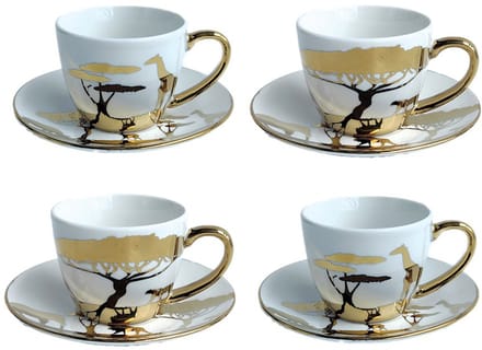 Dorée Savanne Koffiekopjes en Subassess - set van 4