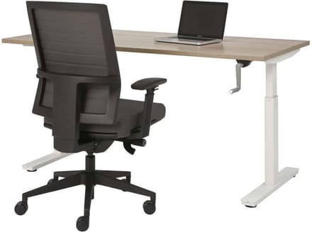 Bureau Teez Slinger zit/zit verstelbaar breed 140CM diep 80CM bladkleur Licht Eiken framekleur Wit (RAL9010)
