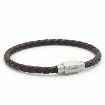 STEEL & BARNETT - Leren Armband Heren - Luke Landon - Bruin - Maat M