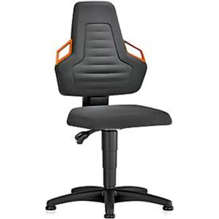 Werkstoel, glijders, Supertec zwart, handgrepen oranje