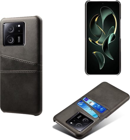 Backcover met Opbergvakjes + PMMA Screenprotector voor Xiaomi 13T / 13T Pro _ Zwart