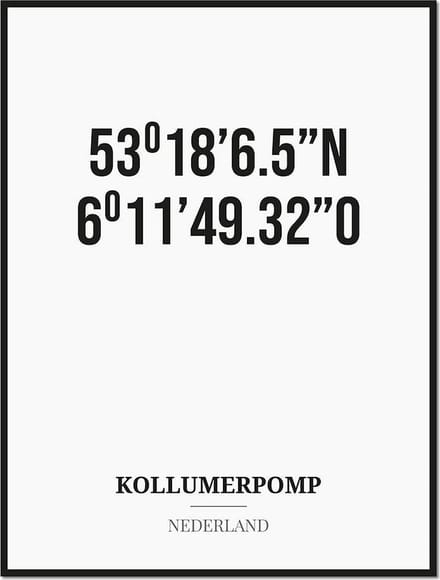 Poster/kaart KOLLUMERPOMP met coördinaten