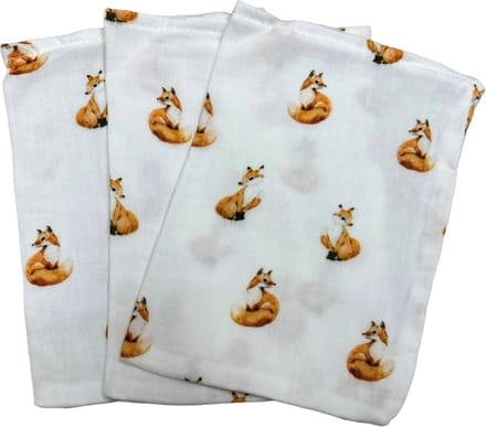 hydrofiel washandjes set van 3 vosjes