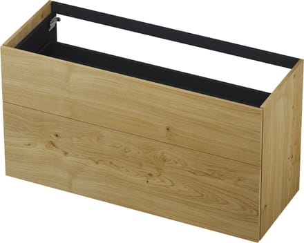 INK wastafelonderkast 2 laden greeploos push to open fineer eiken 120x45x65cm, natur