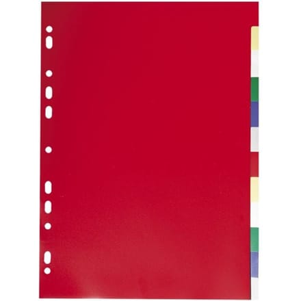 Exacompta tabbladen voor ft A4, uit PP 12/100e, 12 tabs, geassorteerde kleuren