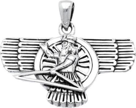 Zilveren Assyrische God Ashur kettinghanger