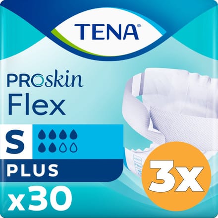 3x Tena Flex Plus Proskin Small (30 stuks)