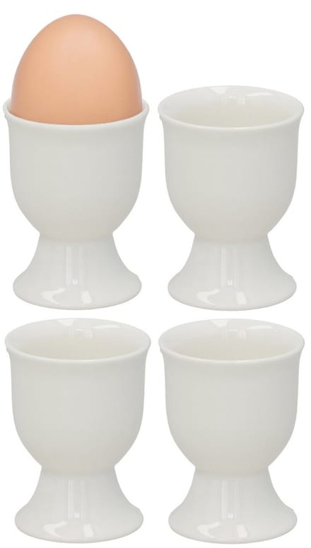 Bellatio Design Eierdopjes Alegre - set van 12x - wit - porselein - 5 x 6 cm - voor ontbijt/brunch/pasen
