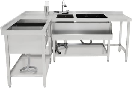 Modulair cocktailbarstation - zilver - 84 cm hoog - ijsbak & hoekunit