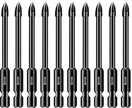 10 Stuks Multifunctionele Boorbits voor Tegels en Glas - 6mm Boorset