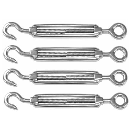 AMIG Spanschroeven/draadspanner met haak/oog - 4x - 11cm - 316L RVS - 200kg - M8 schroefdraad