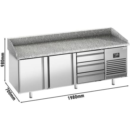 GGM Gastro Pizzakühltisch Premium PLUS - 1980x700mm - mit 2 Türen & 3 Schubladen