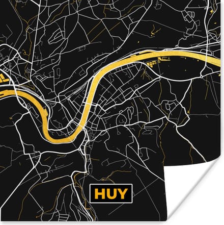 Poster Plattegrond - Stadskaart - Huy - Goud - Kaart - 75x75 cm