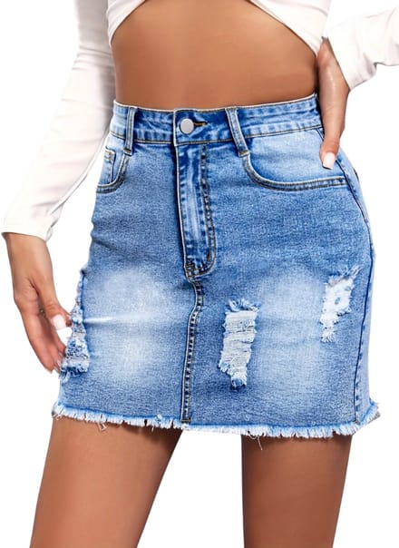 Livano Spijkerrok - Rok - Jeansrok Dames - Denim - Spijkerjurk - S