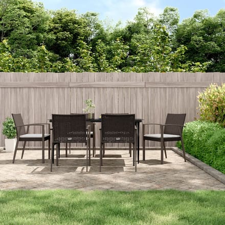 vidaXL - 7-delige - Tuinset - met - kussens - poly - rattan - en - staal