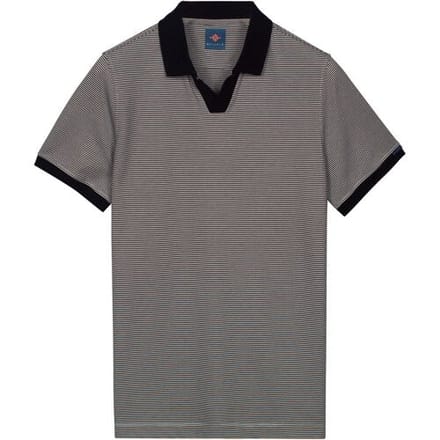 Baileys Polo No Buttons V-Neck Small Yarn Dyed Stripe Navy / male