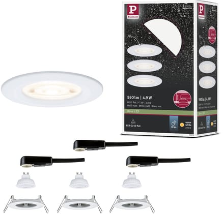 LED-inbouwlamp Nova GU10 Flat stijf IP44 3x4,9W 3x550lm 230V 2700K Wit mat