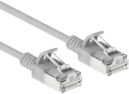 ACT Grijze 0,5 meter LSZH S/FTP CAT6A slimline patchkabel snagless met RJ45 connectoren DB7000