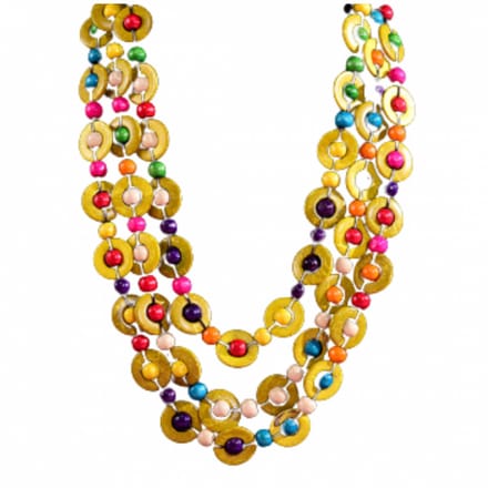 Houten ketting- Geel- Happy - Charme Bijoux
