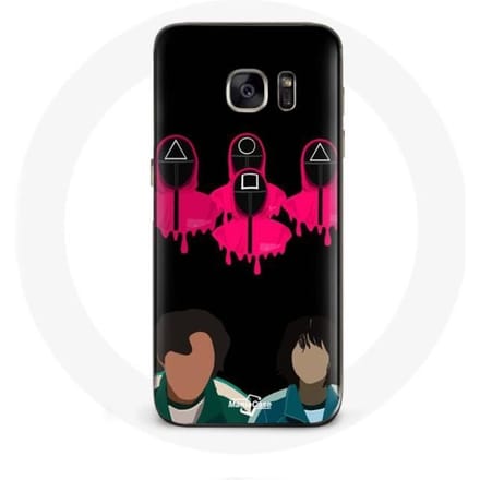 hoesje voor Samsung Galaxy S6 Edge Squid Game Seong Gi hun en Kang Sae Byeok Maskers Triangle Square e