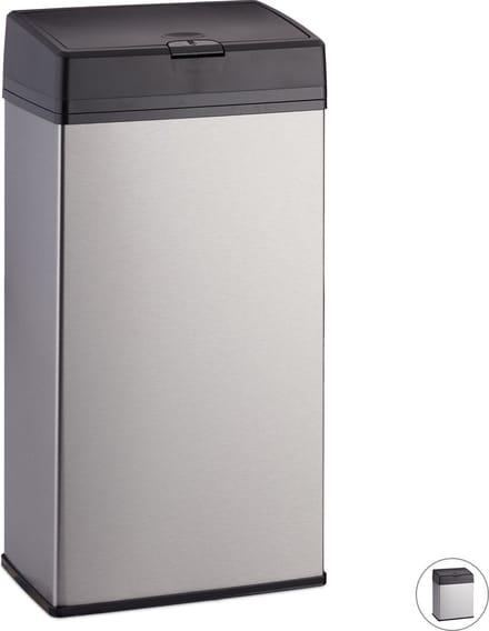 prullenbak rvs - 6 l - push - badkamer - keuken - zilver