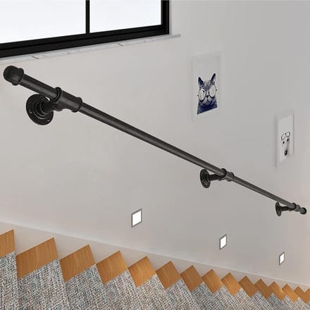 Trapleuning - Wandmontage Leuning - Veilige Ondersteuning - Smeedijzeren Constructie - 30-600 cm - Zwart