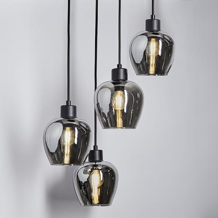 LumenXL - 4-lichts hanglamp - smoke glas - Raleigh