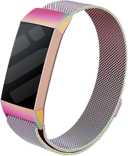 Strap-it Luxe Milanese band - geschikt voor Fitbit Charge 3 / Fitbit Charge 4 - regenboog - Maat: Maat S
