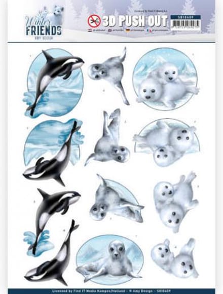 3D Pushout - Amy Design - Winter Friends - Sparkling Sealife