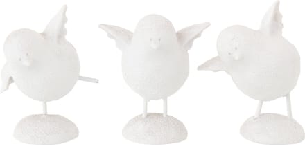 J-Line figuur Vogel Op Voet - polyresin - wit - set van 3
