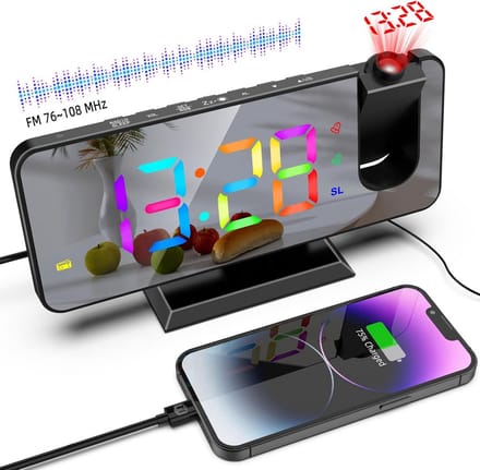 ProjectieweKKer met Radio en USB-oplaadpoort - Instelbare Helderheid