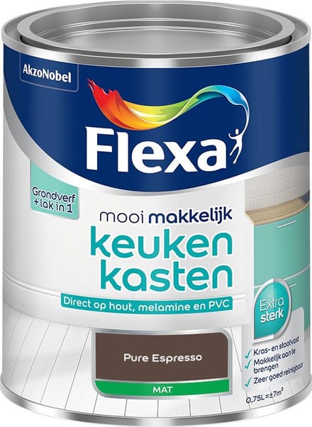 Flexa - Mooi Makkelijk Keukenkasten Mat - Pure Espresso - Mengverf - 750 Ml