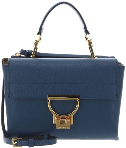 COCCINELLE Leren schoudertas avondtas Arlettis Handbag Grainy Leather Deep Blue blauw